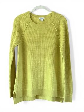 Sundance 100% Cashmere Waffle Knit Sweater Chartreuse Crewneck Women’s S